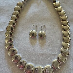 Sterling Silver Navajo Vintage Necklace & Earring Set Stunning!